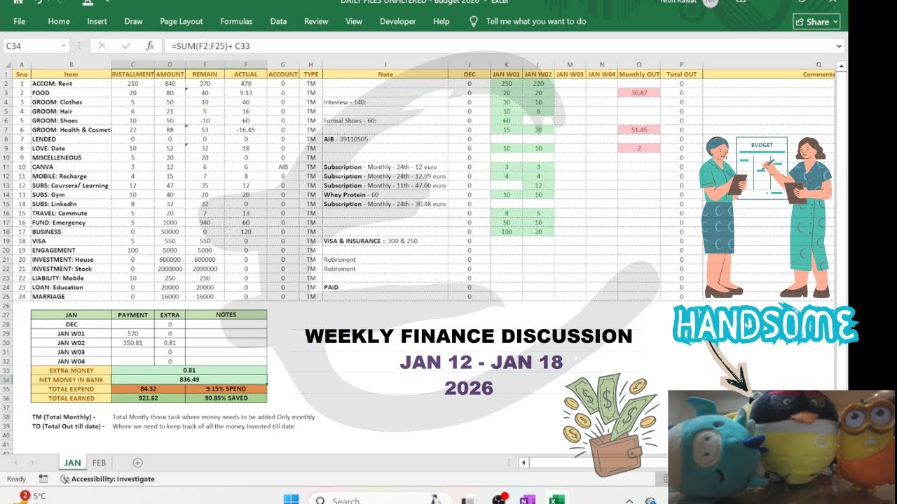 Week 2 | How I Budget My Paycheck (Weekly Budgeting in Excel) [JAN 12 - JAN 18]