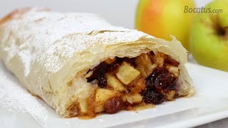 STRUDEL de MANZANA con Masa Filo (fácil, rápido y con mucho relleno)