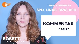 Sarah Bosetti: Wahlkampfhilfe für SPD, Die Linke, BSW und AfD – Die Kommentarspalte