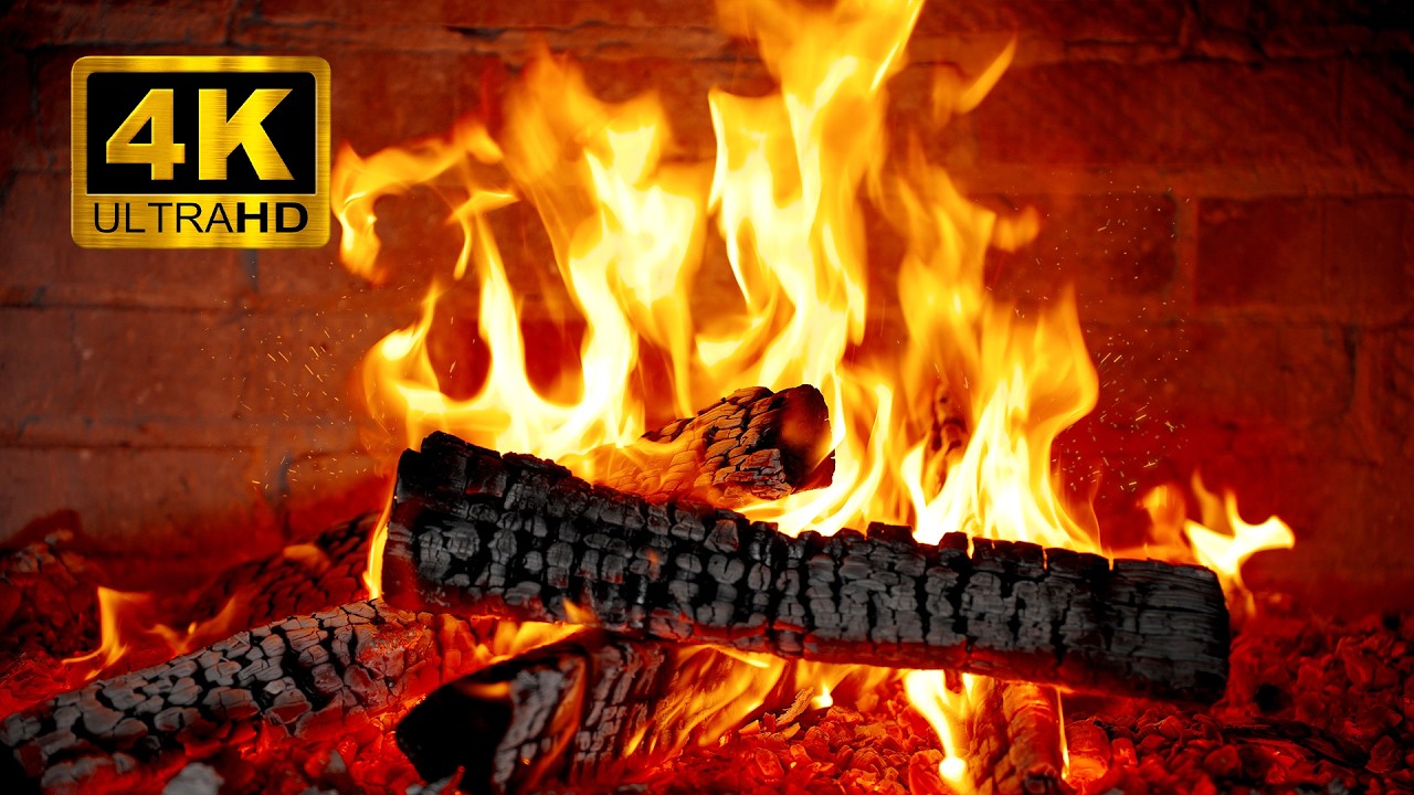 🔥 12 ЧАСОВ уютного КАМИНА в формате 4K: ПОТРЕСКИВАНИЕ поленьев и звуки огня ДЛЯ сна и отдыха.
