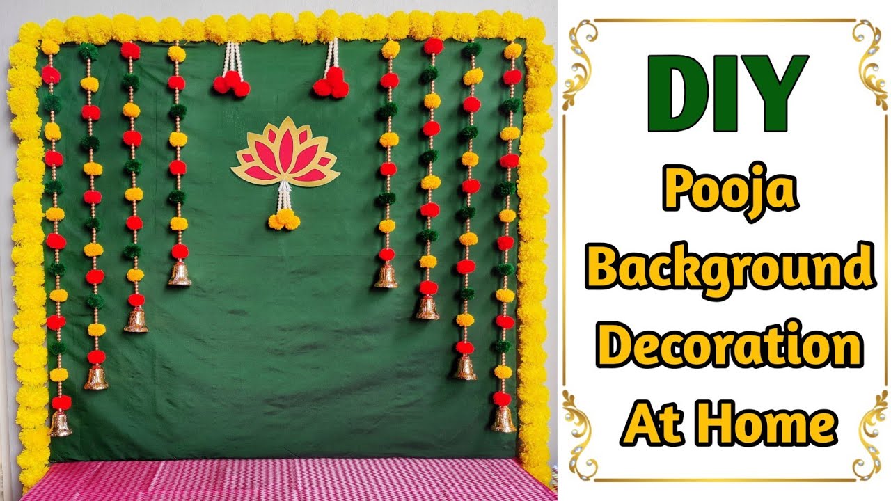 Diwali Pooja Background Decoration at home || Diwali Pooja Decoration Idea  at home. - YouTube