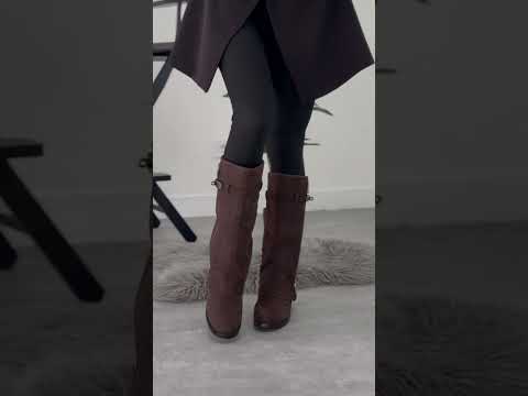 Дизайнерські чоботи замшеві карго колір Шоколад низький хід, відео 1