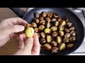 chestnuts peeled alone in the pan , whole 🌰 in 10 minutes , try it once and you'll be addicted !