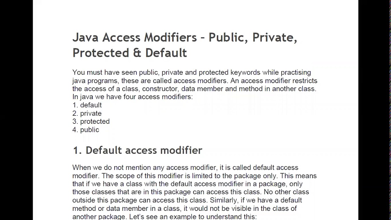 Java Access Modifiers - YouTube