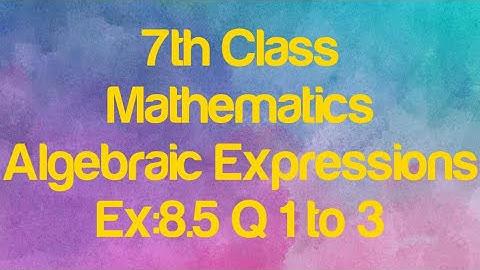 7th Class Maths | Exercise: 8.5 | Algebraic Expression| Step By Step Solution | US TECH
