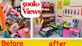 How I organize my stationery on floor / Makeover/ No desk / small place / stationery organization
