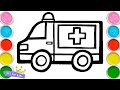 Bolalar uchun mashina rasm chizish|Drawing ambulance for children|Рисование скорой помощи для детей