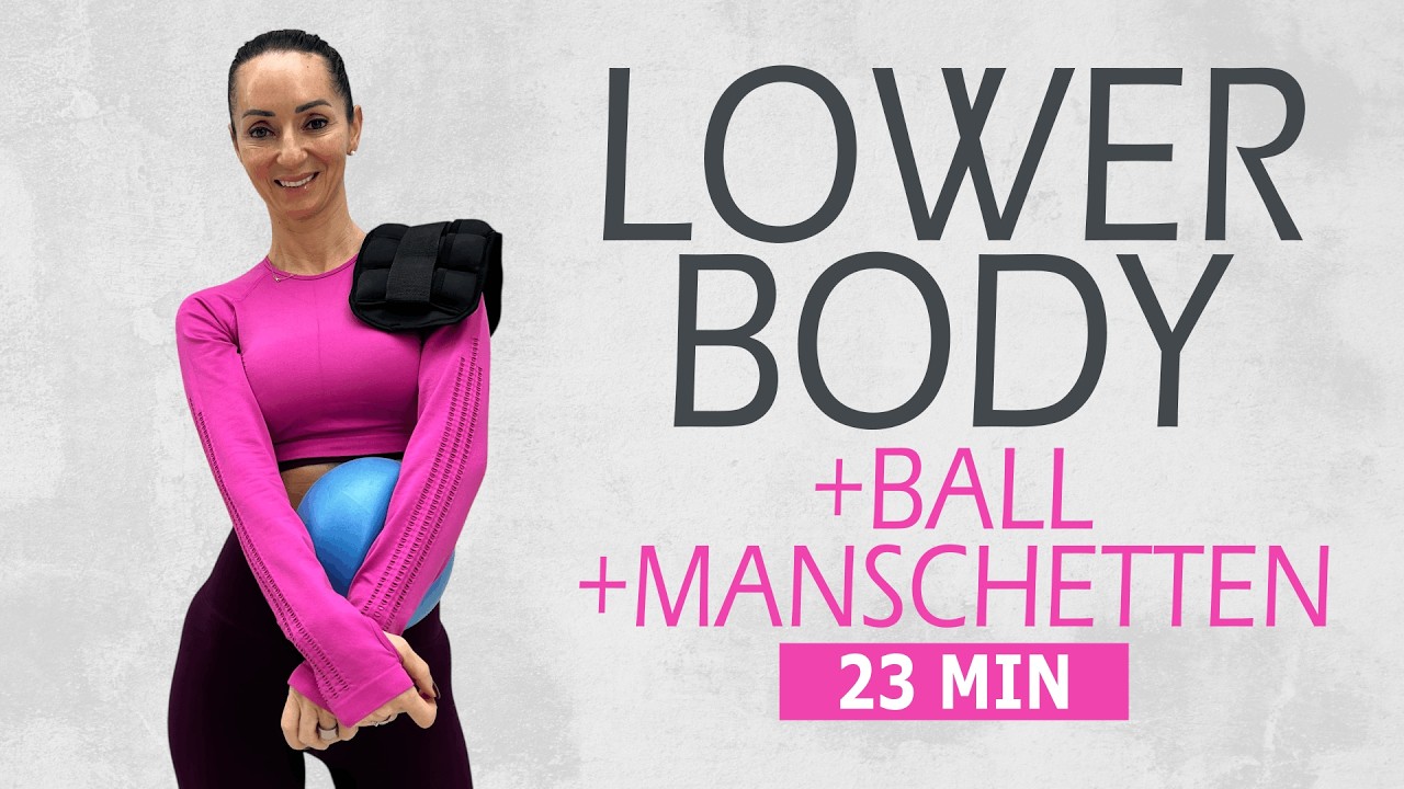 23 MIN LOWER BODY MIT BALL & FUSSMANSCHETTEN / Intensives Bein- & Po-Workout | Katja Seifried