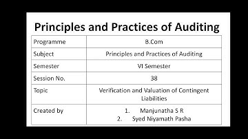 Verification and valuation of Contingent Liabilities