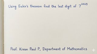 Number Theory | Euler's Theorem | Problem 1