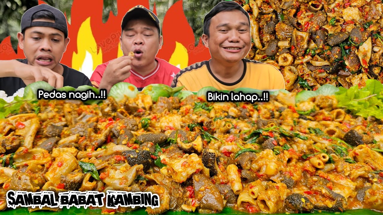 SAMPAI NAMBAH NASI ! MUKBANG SAMBAL BABAT KAMBING + LALAPAN MENTAH, ASLI KAMERKAAN
