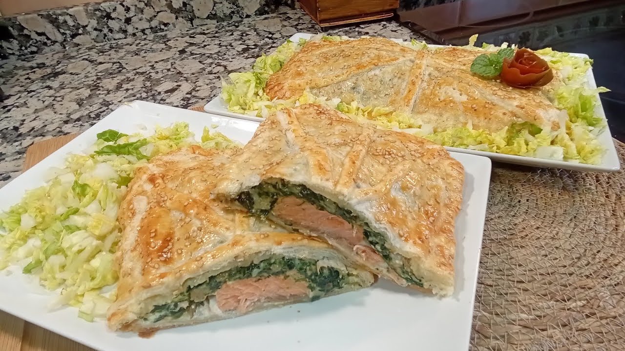 PASTEL DE HOJALDRE RELLENO DE SALMON una receta deliciosa con la que triunfar en estas fiestas 