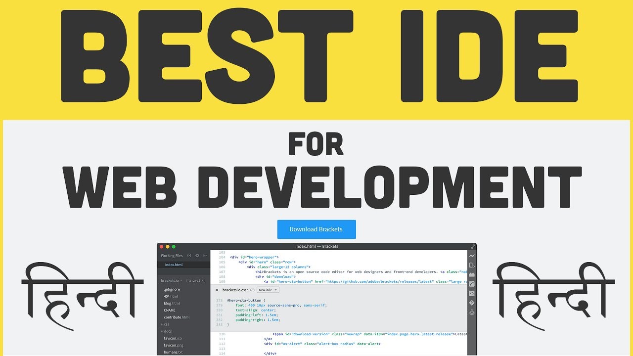 Best IDE For Web Development - Brackets | Hindi - YouTube