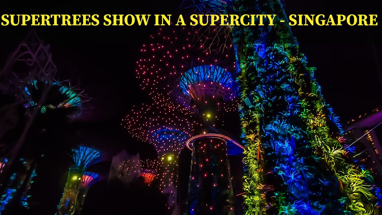 SINGAPORE SUPERTREES SHOW - Gardens by the bay (by night)