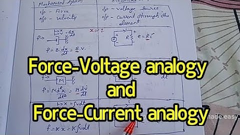Force Voltage analogy and Force-Current analogy, Mechanical translational systems