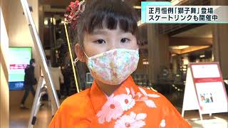 獅子舞やアイススケートでお正月を満喫
