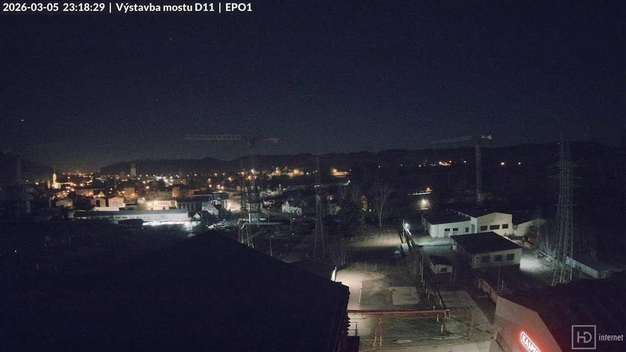 Live kamera - výstavba dálničního mostu D11 v Trutnově - Poříčí pohledem z galerie EPO1