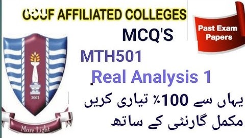 MTH501 Real Analysis 1 past pepar MCQ