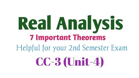 Real Analysis: Important Theorems Notes | Unit-4 | CC-3