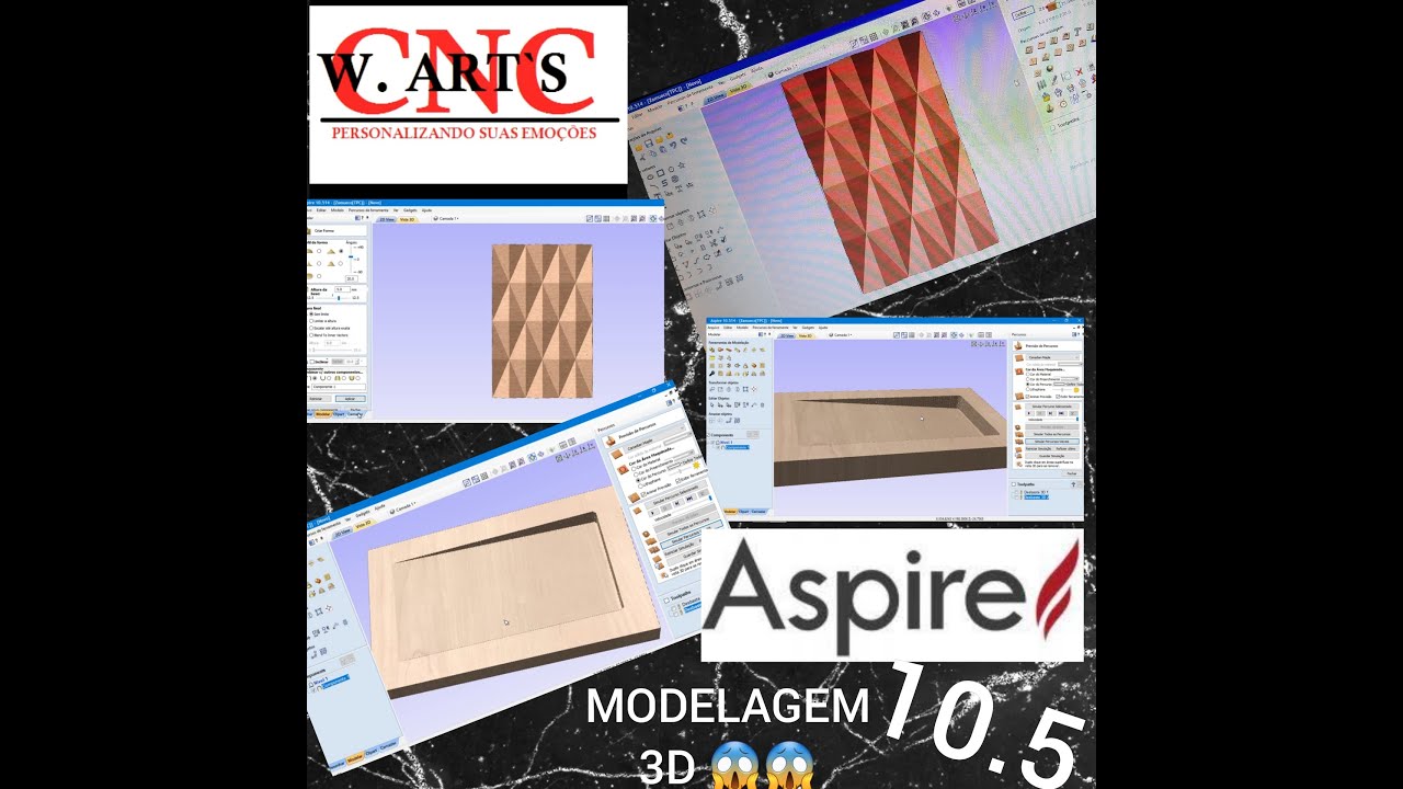 😱 ASPIRE 10.5 😱  modelo 3D do zero e desbaste com inclinação