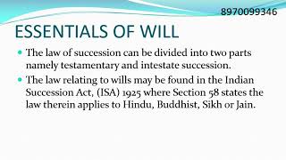 Essentials of valid Will