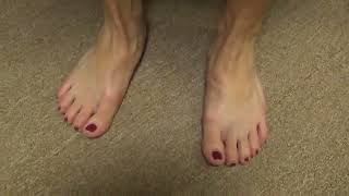 White Lady Scrunched Soles And Wiggles Toes For Reflexology Study