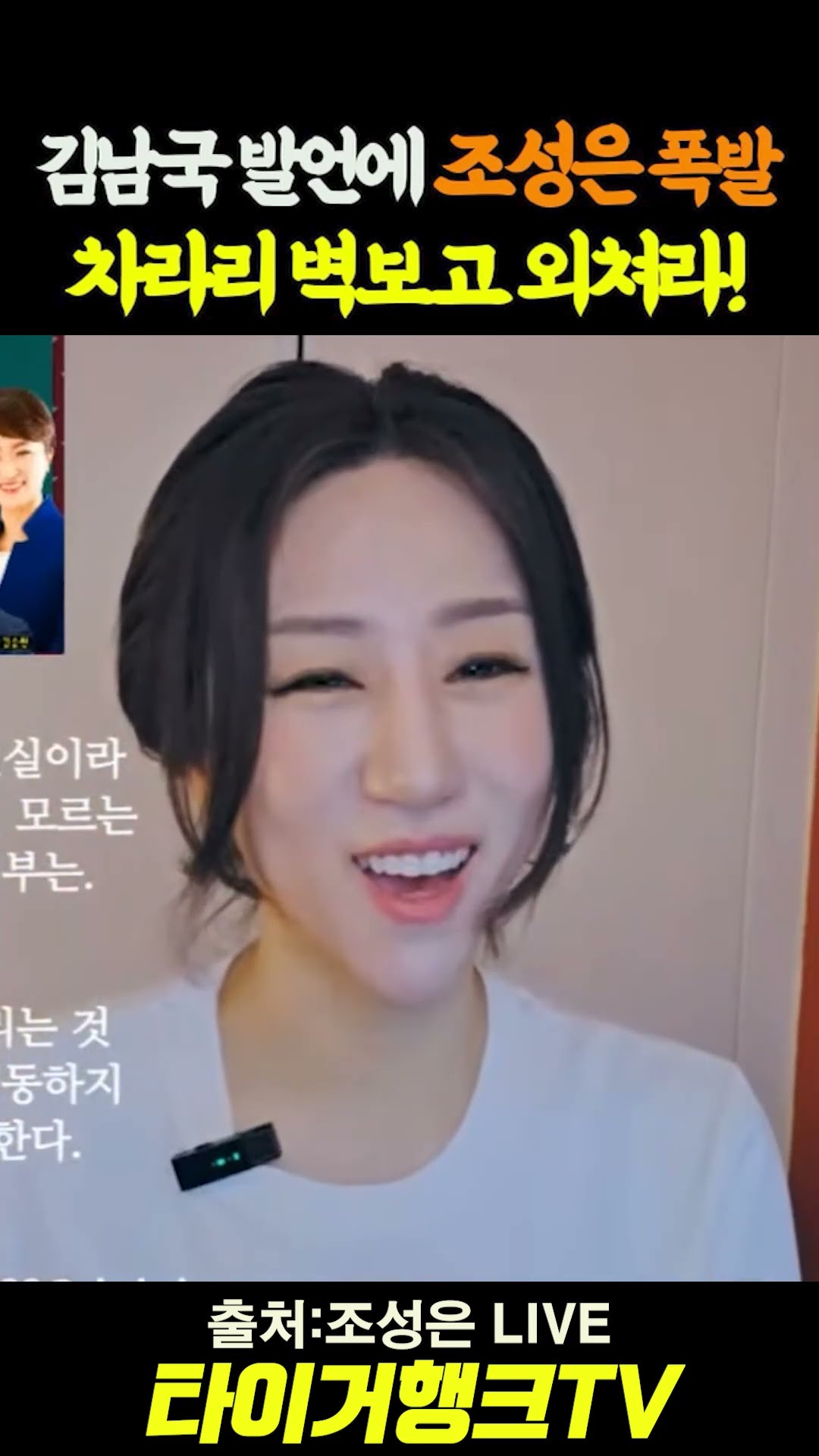🥇 🚨 김남국 발언에 조성은 폭발!! "차라리 벽 보고 외쳐라!" #조성은라이브 #조성은평론가 #김남국의원 #검찰개혁완수 #2030민심 #화장실가서외쳐라 #shorts — 타이거행크TV