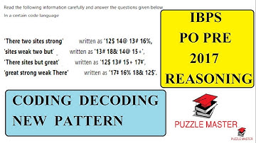 NEW PATTERN CODING DECODING FOR IBPS PO PRE 2017 #REASONING