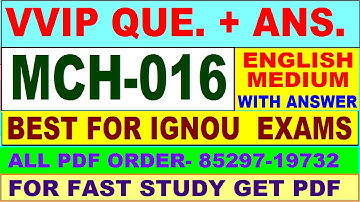 MCH 016 important questions with answer in English | mch 016 Previous Year Question Paper