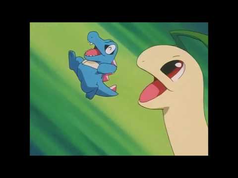Ash Calls Totodile And Bayleef
