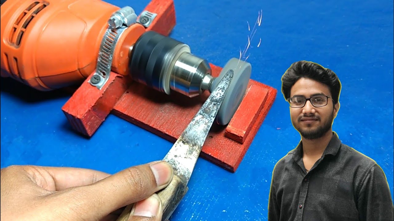 how to make knife sharpener at home using old drill machine...... best