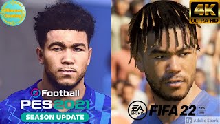 MODDED PES 2021 Vs FIFA 22 - Chelsea Player Faces Comparison | 4k Ultra HD