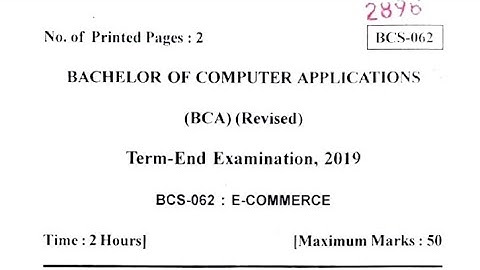 Ignou (BCS-62) December 2019 Question Paper|| E-Commerce ||.
