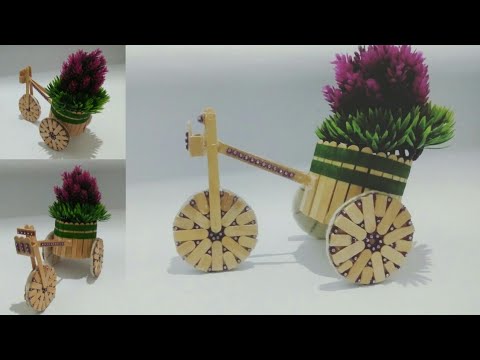 Ide kreatif cara membuat vas bunga dari stik es krim I 