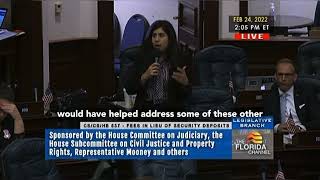 Rep. Eskamani speaks in opposition to HB537, citing lack of consumer protections in housing market