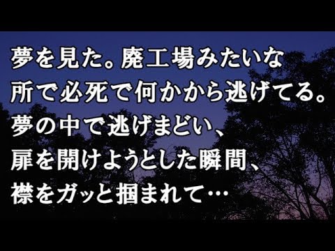 【修羅場　洒落怖】夢を見た。 廃工場みたいな所で必死で何かから逃げてる。夢の中で逃げまどい、扉を開けようとした瞬間、襟をガッと掴まれて…【修羅場・洒落怖のぞき見チャンネル】