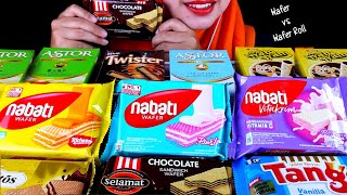 Download lagu ASMR MUKBANG WAFER ROLL VS WAFER SANDWICH, NYAM NYAM TWISTER,VEGETABLE,TANGO,ASTOR,MUKBANG INDONESIA