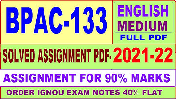 bpac 133 solved assignment 2021-22 / bpac 133 solved assignment in English / ignou bpac 133
