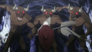 Danmachi Bell fights three minotaur's