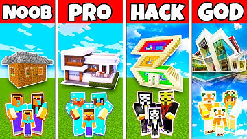 Minecraft: FAMILY INDUSTRIAL TECH HOUSE BUILD CHALLENGE - NOOB vs PRO vs HACKER vs GOD in Minecraft