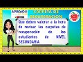 COMO EVALUAR LA CARPETA DE RECUPERACIÓN EN EL NIVEL SECUNDARIA//Miss Marithsabel