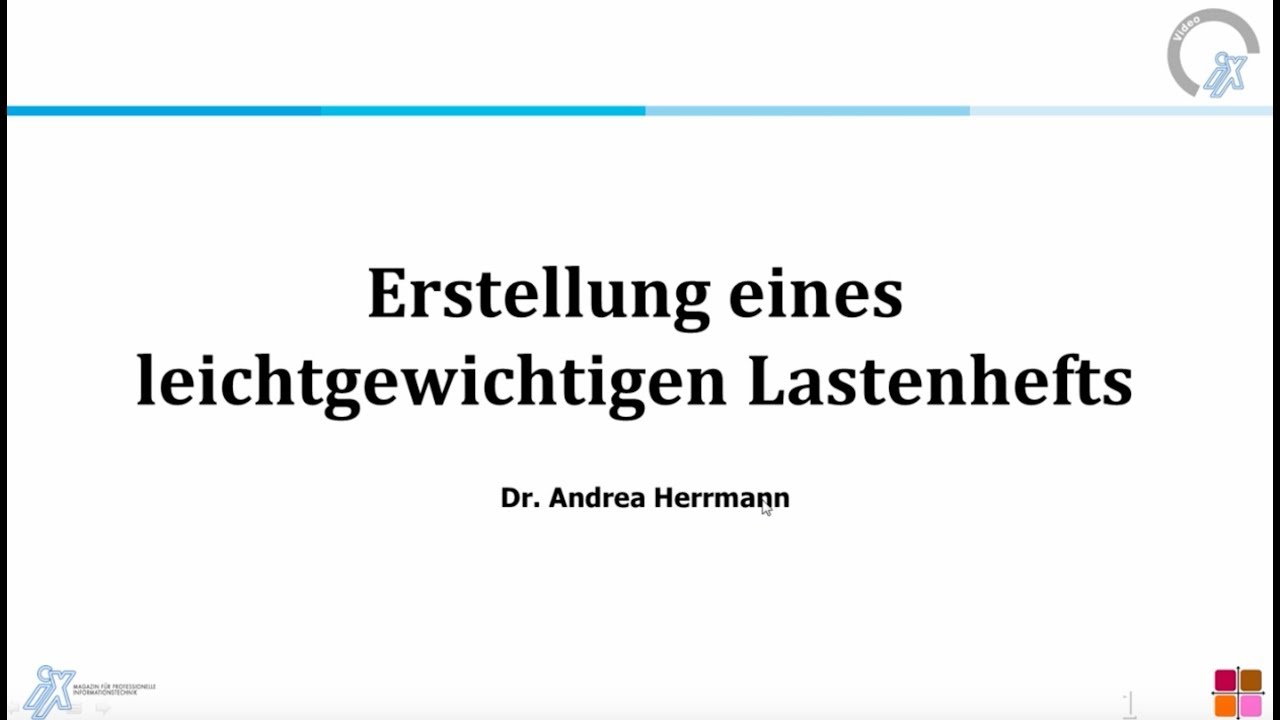 New Erstellung eines leichtgewichtigen Lastenheftes (Einleitung zum Video Tutorial)