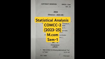 Statistical Analysis COMCC-2(2023-25) #mcom #exam #tmbu #pyq #youtubeshorts #commerce