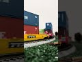 Union Pacific EMD GP40 hauls a short intermodal well car freight train ho scale