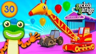 Transforming Trucks Into Animals at Gecko's Garage | Car Wash Party | Educational Videos For Kids