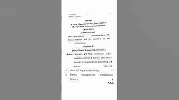 BBA 3rd semester exam Dec-2022 // Management Information System // (code-305) #new #ccsu #exam