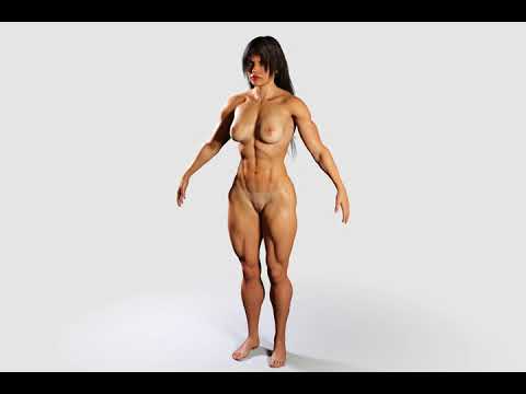 Naked Bodybuilder Muscular Woman Rigged 3D Model