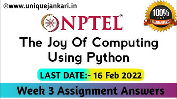 The Joy of Computing Using Python NPTEL Quiz 3 Assignment 3 Answers 2022 || Unique Jankari