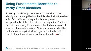 5.1 Verifying Trigonometric Identities
