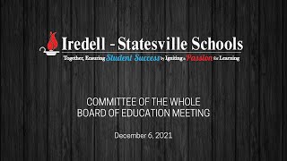 December 2021 Committee of the Whole Board of Education Meeting